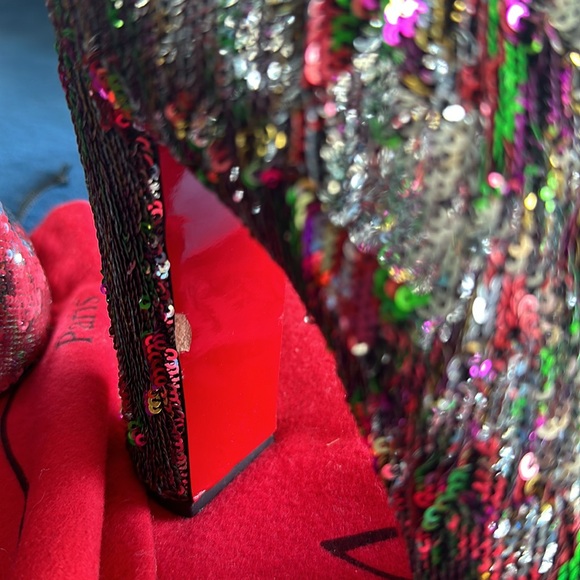 Christian Louboutin Moulamax 100 Silver Sequin Bootie Size 41 - Picture 15 of 15